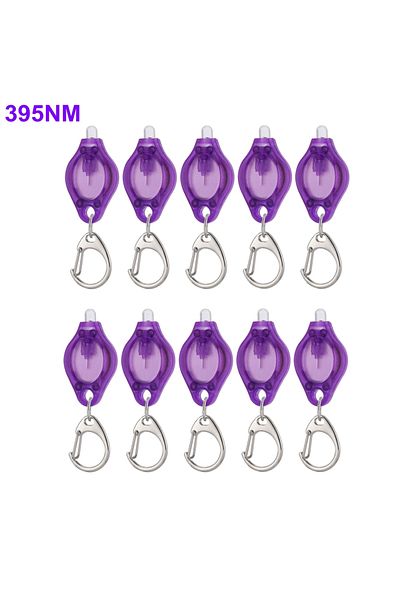 Choice CR2016 PURPLE 395nm 10pc 365/395nm UV LED Keychain Light for Money Ore ID Scorpion Pet Stains Cat Ti