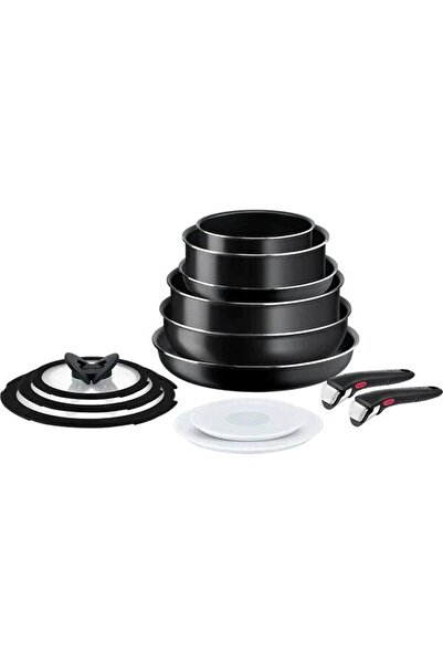 TEFAL Set vase Ingenio Easy Cook & Clean L1539843, 13 piese, 16-28cm, aluminiu, negru
