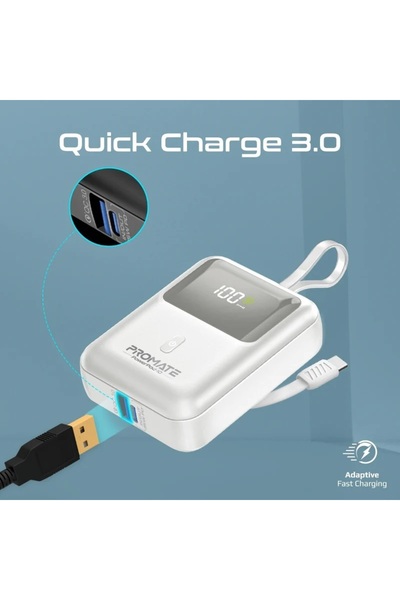 Promate Power Bank 35w Super Speed Built In Usb-c 10000mah