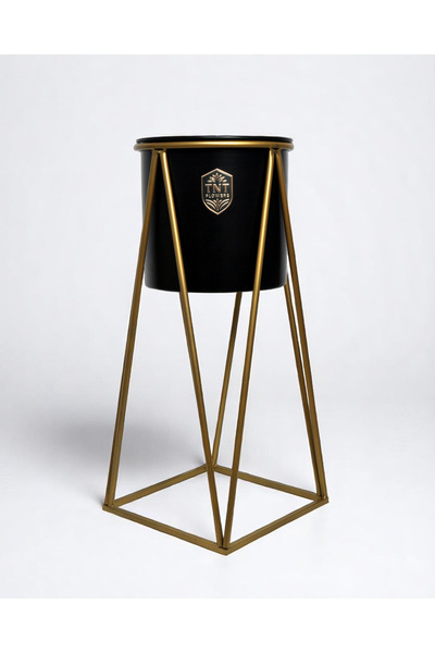 TNT Flowers ROMA SİYAH GOLD METAL SAKSI