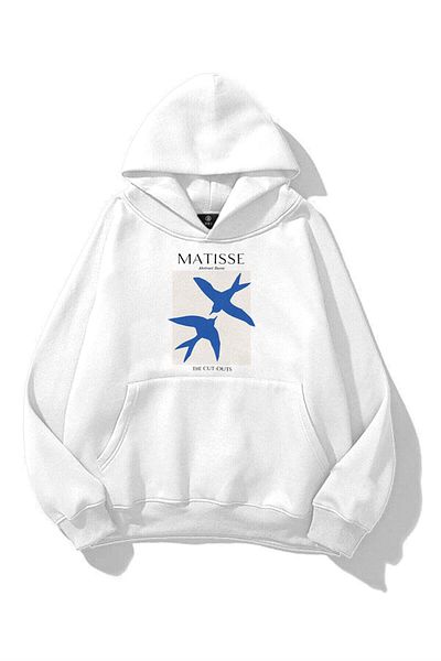 Trendiz Unisex Matisse Abstract Doves Sweatshirt White