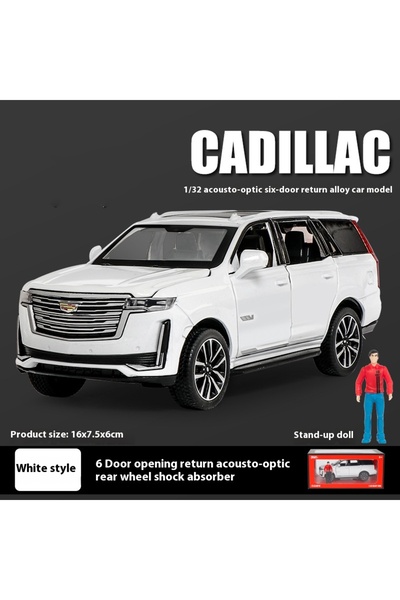Choice1 white with box 1:32 Cadillac Escalade off-road vehicle Simulation Diecast Metal Alloy Model car Soun