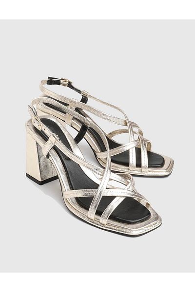 İLVİ Trinny Genuine Leather Gold Color Women's Heeled Sandals