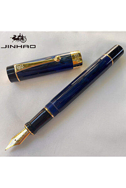 Choice قلم حبر جاف EF Galaxy أزرق-أسود Jinhao 100، بتصميم كلاسيكي من مادة السيلولويد، ذو رأس رفيع، وأداة كتابة ناعمة