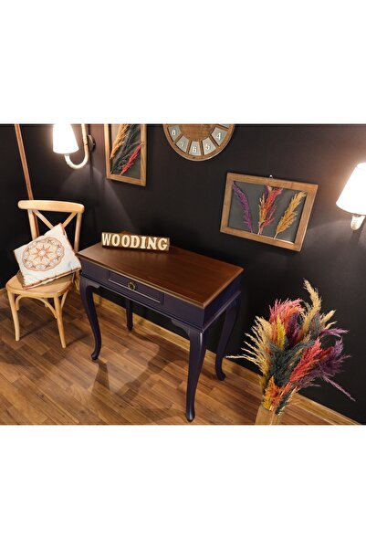 Wooding Mobilya 90 Cm Çekmeceli Masif Lacivert Ceviz Dresuar