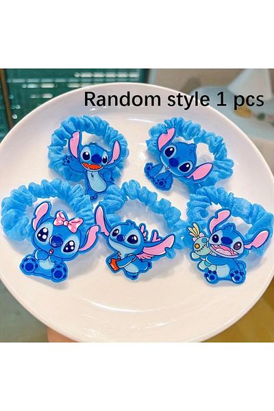 Miniso Random 1PCS Disney Lilo and Stitch Hair Rope for Women Kawaii Stitch Acrylic Hairpin Rubber Band Hai