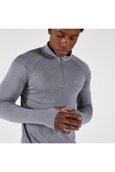 Decathlon Kiprun Men's Long Sleeve Running T-Shirt - Gray - Kiprun Run 100