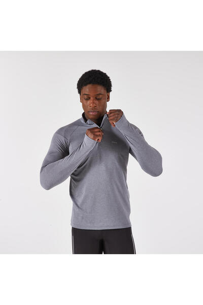 Decathlon Kiprun Men's Long Sleeve Running T-Shirt - Gray - Kiprun Run 100