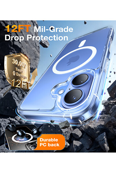 TORRAS Diamond-Mag Series Case For iPhone 16, Stronger Magnetic Shockproof MagSafe, Never Yellow, Clear