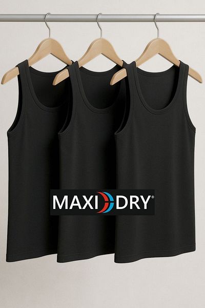 MAXI DRY Anti-Excessive Sweating Men's Undershirt, Double Layer, Leak Proof 3-Piece Series