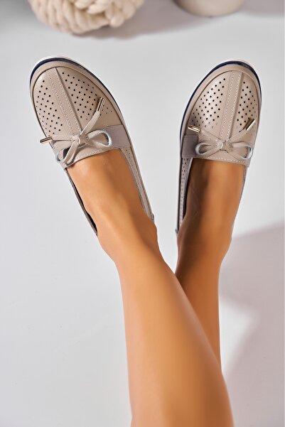 Joana Γυναικεία Μοκασίνια από Φυσικό Δέρμα σε Γκρι Nerissa