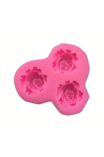 Choice Pink 1pcThree Rose Flower Mold，Resin Casting Mold，Suitable for polymer clay，DIYCrafts，Soap Making，Ca