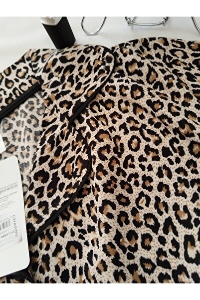 CHARME Leopar Desen Gömlek Yaka Şortlu Pijama Takımı