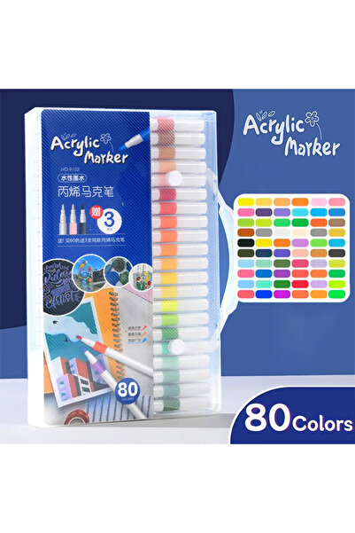 Choice مجموعة أقلام تحديد أكريليك 80 لونًا/12-60 لونًا/قلم ألوان مائية فني متعدد الأغراض/سريع الجفاف/للطلاب