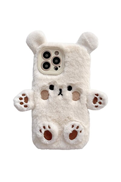 Flippy Προστατευτική θήκη, για Apple iPhone 14 Pro με μοτίβο αφράτης αρκούδας, αντικραδασμική προστασία κάμερας, λευκή