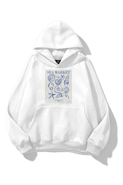 Trendiz Унисекс суитшърт Sea Market Beyaz