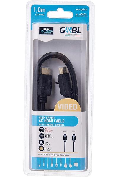 GBL كابل G&BL HDMI ذهبي 4K Ultra Hd - 40005-1M أسود