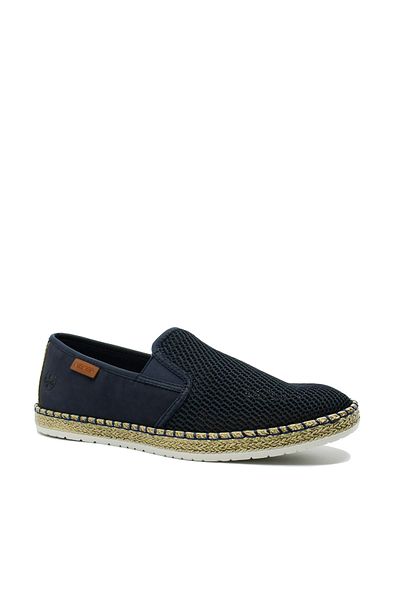 Rieker Navy Blue Men's Loafers with Mesh Textile Material