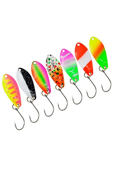 Choice 7pcs 2.5g 7pcs/Lot 3g Fishing Spoon Lure Metal Sequin Trout Lure Swim Bait Spoons Isca Pesca Leurre