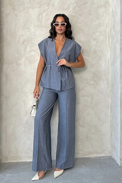 MD trend Women's Tie-Up Vest Pants Double Suit