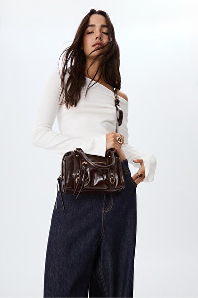 Stradivarius Faux leather crossbody bowling bag