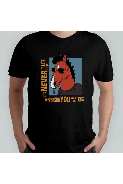 Pixxa Bojack Horseman Unisex 100% Cotton Crew Neck T-Shirt Model 1
