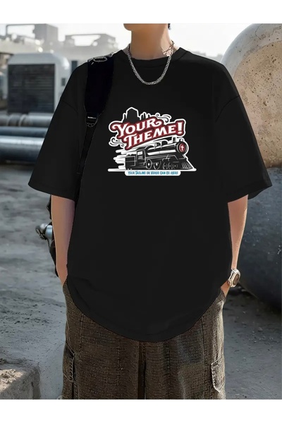 FUFLUNS TRIUC DE MARE DIMENSIUNE CU Gâtul Crew cu temă imprimată