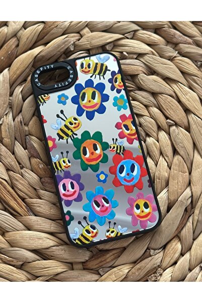 Iphone 7 Plus and 8 Plus (5.5 inch) Compatible Casefity Mirrored Case Bee Flower Patterned Cover
