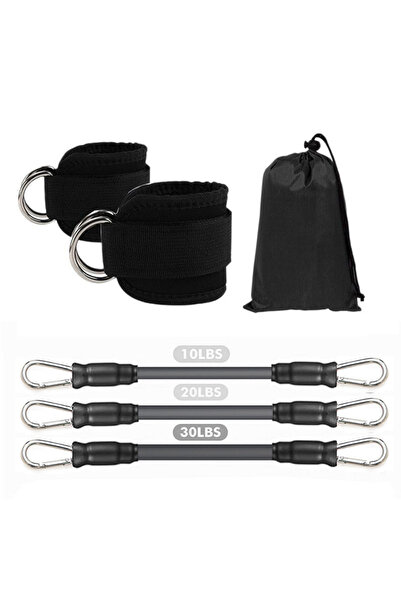 Choice مجموعة من 6 أشرطة مقاومة للكاحل باللون الأسود بالكامل، معدات تمارين اللياقة البدنية، وزن الكاحل، اليوجا