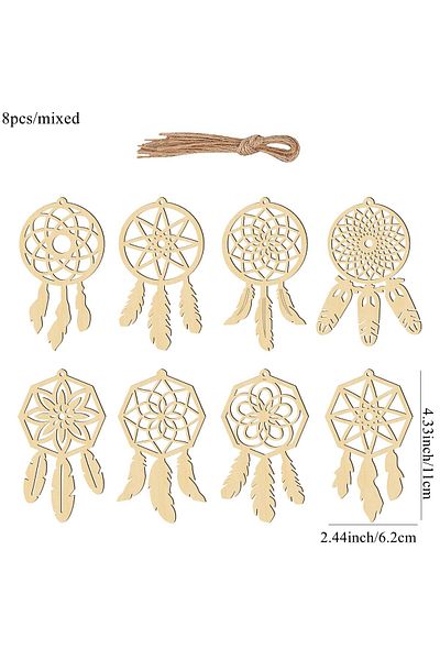 Choice 8pcs mixed 8Pcs/Set Wooden Dream Catcher Crafts Feather Shape Hanging Ornament For Home Birthday Par