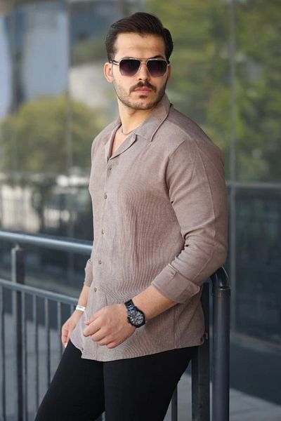 Silerra Cămașă cu mânecă lungă din catifea pentru bărbați