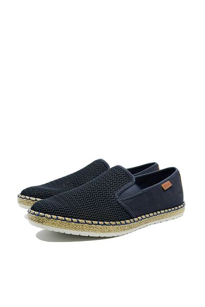 Rieker Navy Blue Men's Loafers with Mesh Textile Material