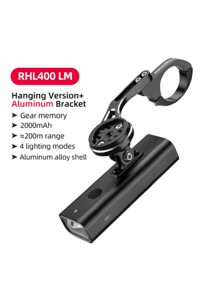 ROCKBROS مصباح أمامي للدراجة RHL400 بحامل من سبائك الألومنيوم 400 لومن 800 لو...