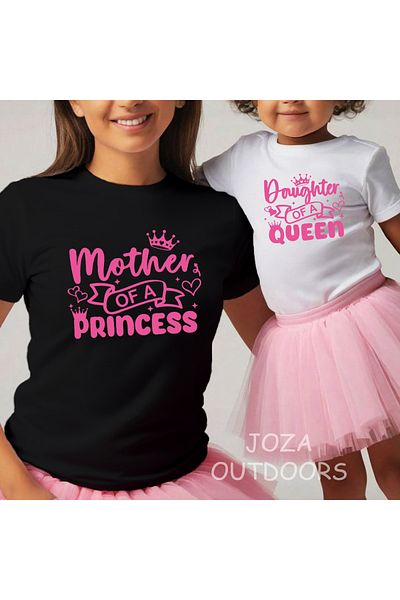 Jobia Outdoors Princess Queen Printed Oversize Tshirt Mother Daughter Combination (One Product Price)