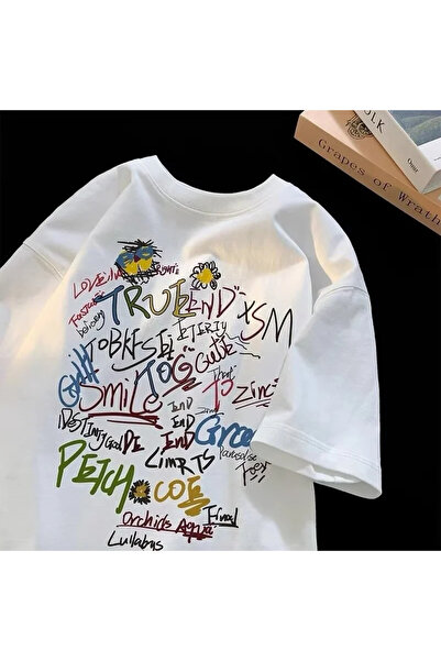 Tarzsokak Top alb cu mâneci scurte de vară cu imprimeu Ne Fiti, la modă, îmbr...