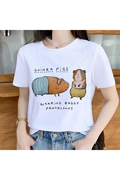 Tarzsokak Topuri Harajuku cu imprimeu distractiv de vară cu porcușor de Guine...