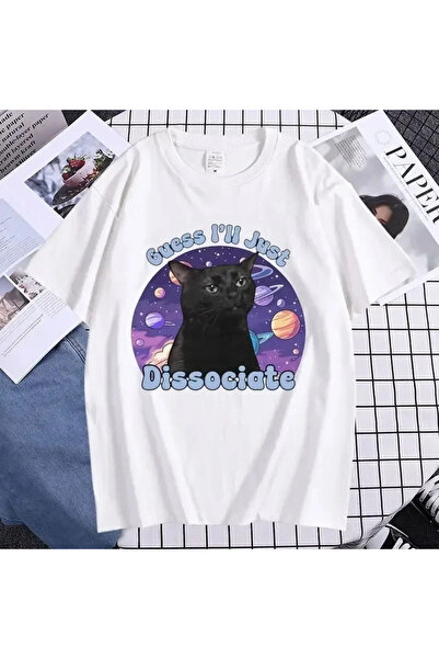 Tarzsokak Tricou cu grafică amuzantă cu pisică albă neagră, tricou de vară vi...