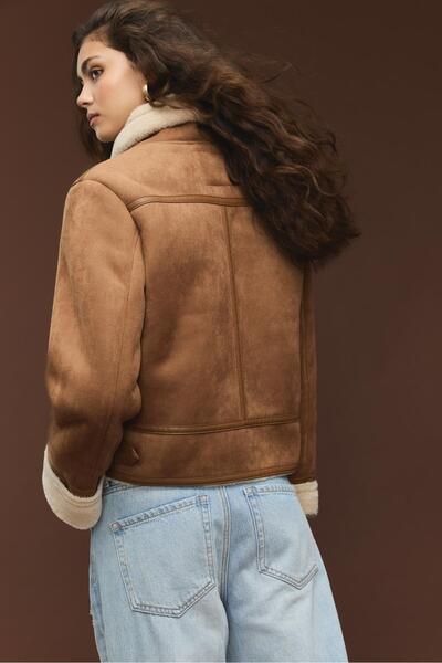 Stradivarius Faux suede biker jacket