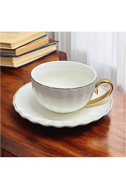 JOVY Set cești și farfurioare din porțelan, LONDON, 200 ml, alb