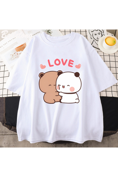 Tarzsokak Tricou coreean estetic de vară cu imprimeu dublu Bubu Dudu, urs pan...