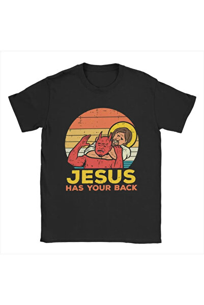 Tarzsokak Tricou negru cu Jesus Arkanı Var Jiu Jitsu, retro, creștin și vintage