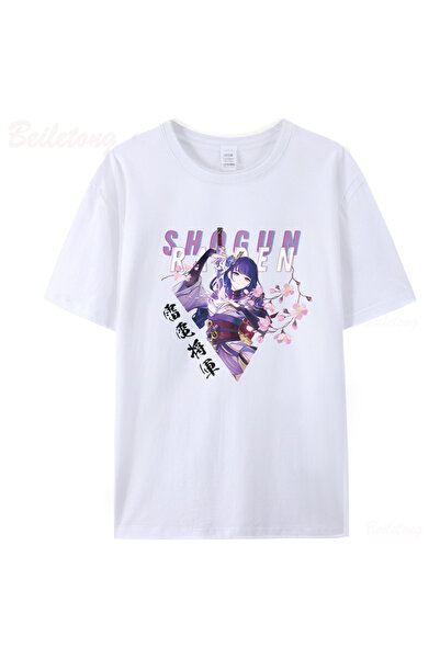 Tarzsokak Tricouri albe Raiden Gengenshin Impact Game Anime100 Summer Unisex