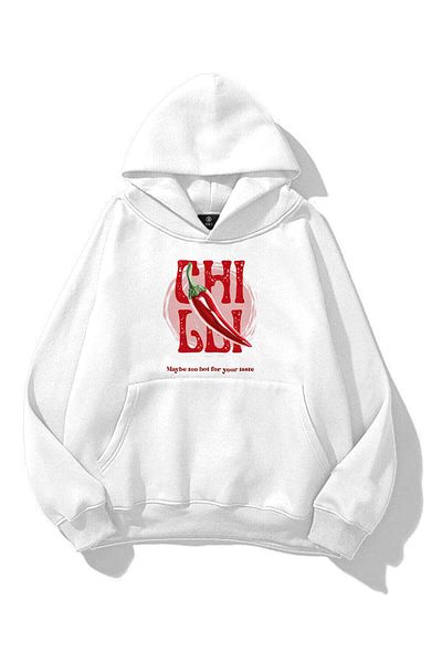 Trendiz Unisex Chilli Too Hot for Your Taste Sweatshirt White