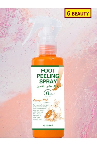 6Beauty Orange Oil Foot Scrub Spray Foot Scrub for Sweaty Feet, Dry, Cracked and Callused Heels 110ml