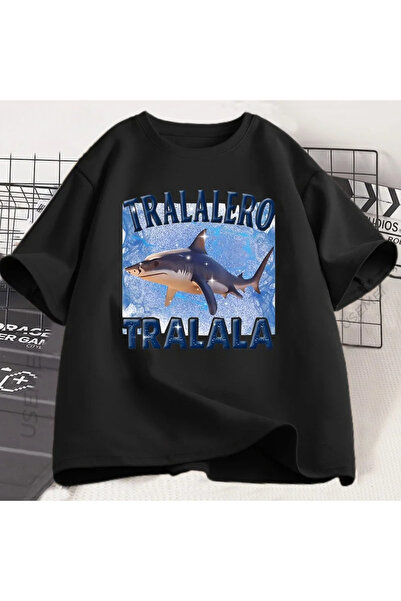 Tarzsokak Tralalero Graphic Italian Brain Black Wear, îmbrăcăminte de vară pe...