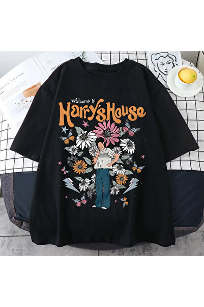 Tarzsokak تي شيرت أسود برسومات مانغا صيفية من Harrys House، نعومة وأصالة من ن...