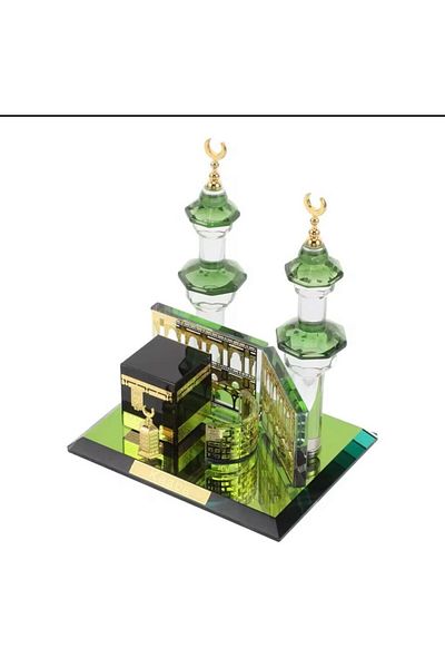 Green Model of the Kaaba with two minarets