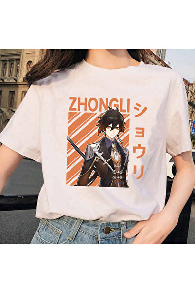 Tarzsokak Tricouri albe Genshin Impact Zhong Li Morax cu mânecă scurtă100 Îmb...