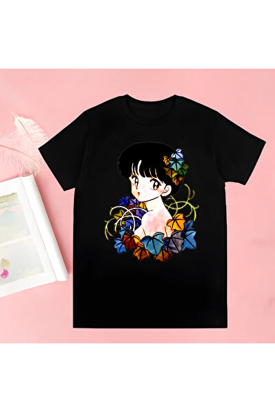 Tarzsokak تيشيرت أسود إينوياشا مطبوع جديد صيفي جديد