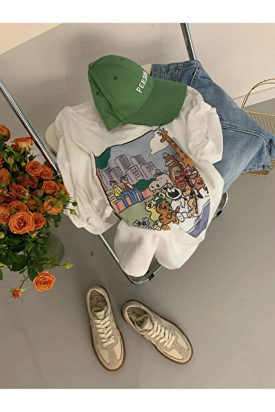 Tarzsokak تصميم صيفي أبيض مطبوع فضفاض للطلاب أنيق من هونج كونج ملابس الشارع ا...